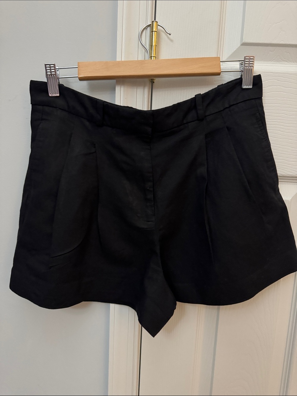 Mango Black High-Waist Pleated Shorts